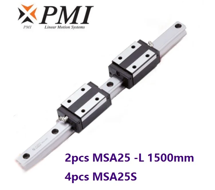 

2pcs origial Taiwan PMI MSA25 -L 1500mm linear guide + 4pcs MSA25S carriage blocks for CNC router