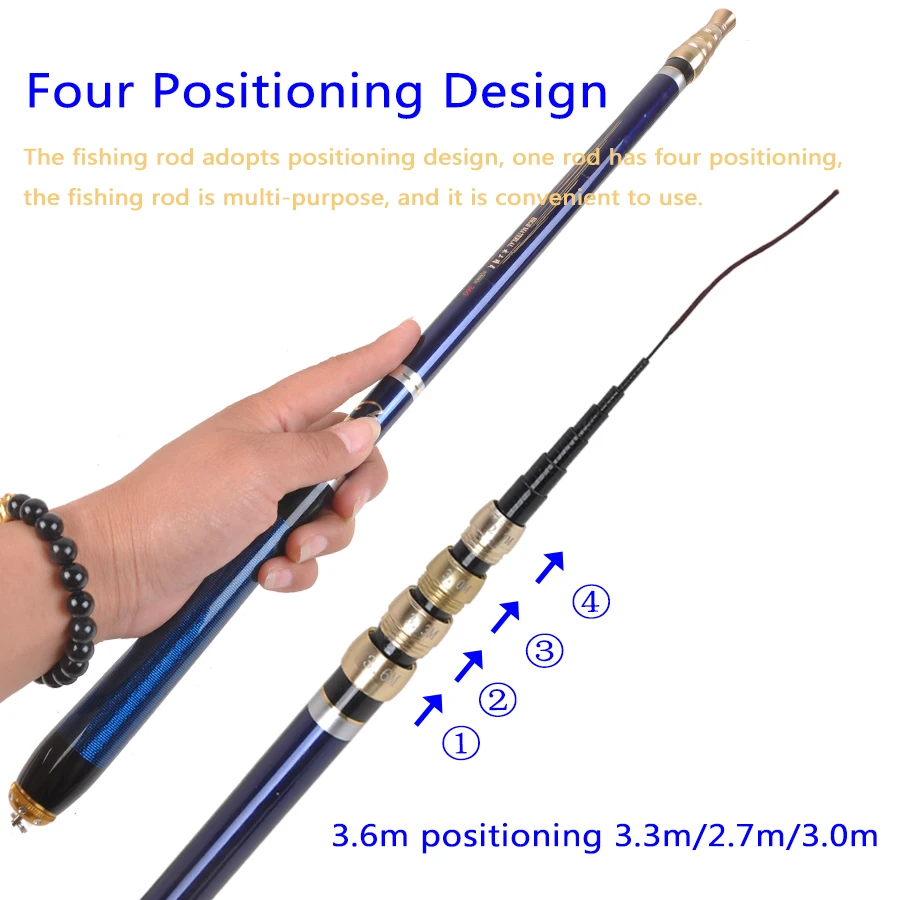 Afbeelding 3: Carbon Fiber Fishing Pole Ultralichte Karper Staaf Telescopische Vier Positionering Hengel 3.6M 4.5M 5.4M 6.3M Karper Hengel Pole