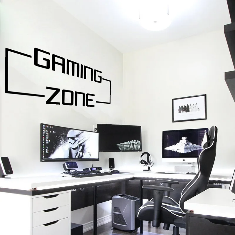 

Large Gaming Zone Gamer Wall Sticker Playroom Kids Room Video Game Quote Wall Decal Bedroom Vinyl Home Decor