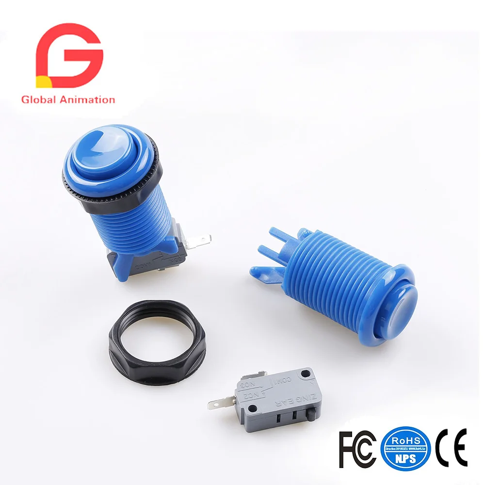 Arcade Game DIY Parts, Happ Style, Standard American Push Buttons with Microswitch, 2Pin, 8Way Joystick for Mame Jamma Arc