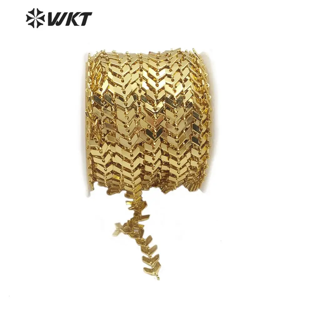 WT-BC123 WKT High Quality  Gold Electroplated Brass Chain Brass V Chain Fashion Brass Chain For Women Stylish Jewelry Making