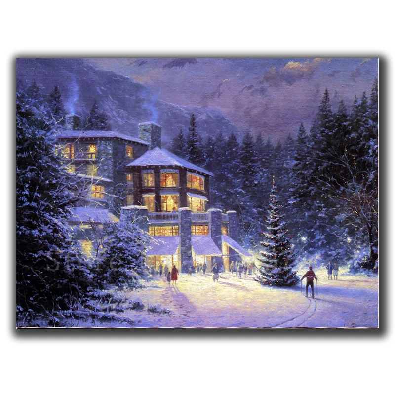 

Diamond Mosaic Diy Diamond Embroidery Snowy House The Woods Night Full Diamond Painting Cross Stitch Rhinestone Home Decorations