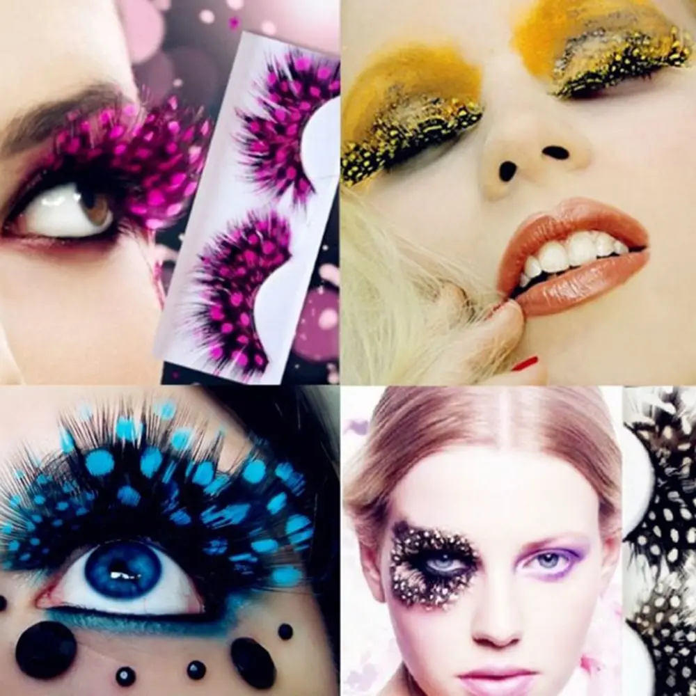 Creative eyelashes exaggerated drama stage masquerade party speckled thick feather false eyelashes