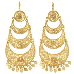 Algeria Caftan Wedding Gold Color Earring Fashion Jewelry Moon Shape Alloy Ear Jewelry