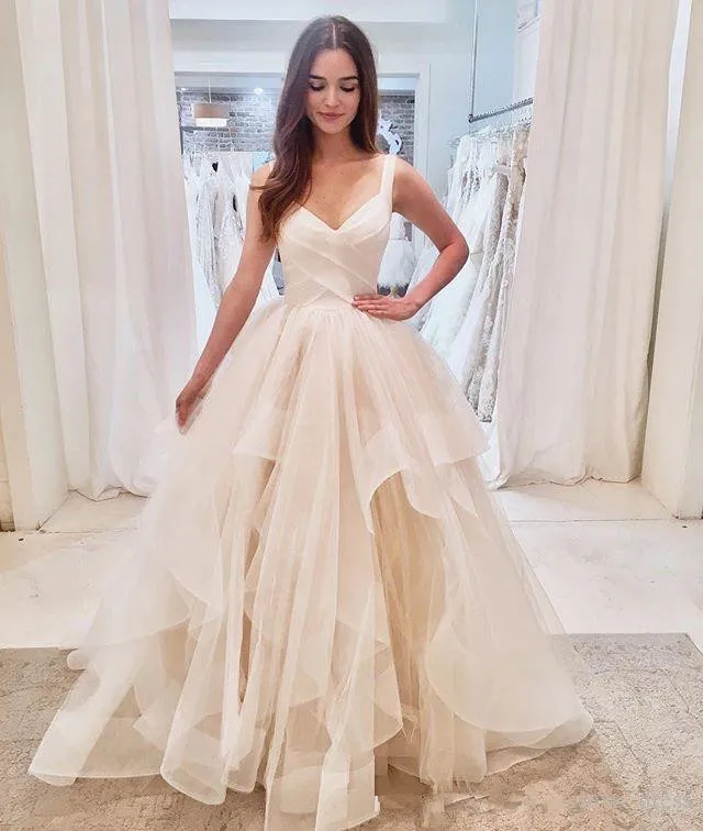 I più venduti 2021 nuovi abiti da sposa tulle raso leggero Sweetheart Blush Train increspato piega piega allacciata abito da sposa Sexy