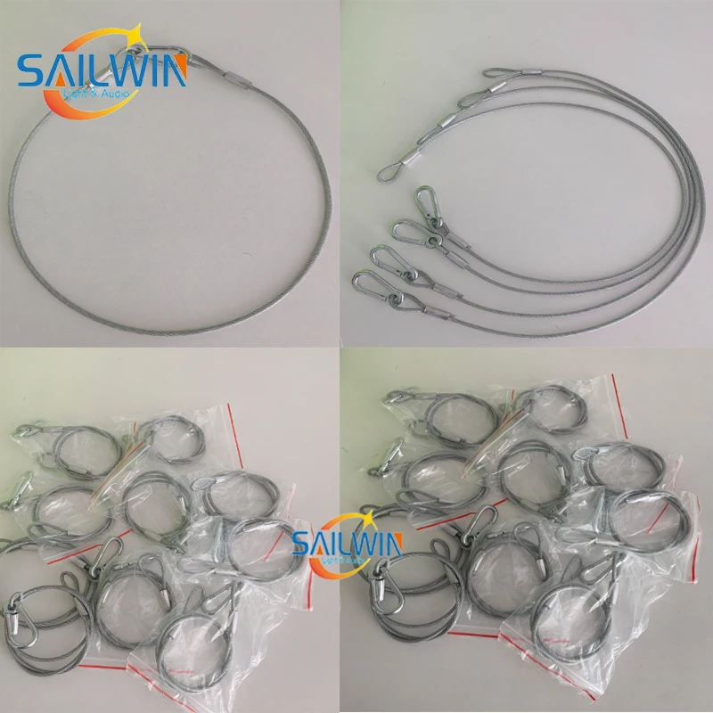 China Air Post Hight quality 3MM*70CM Stage Light Safety Cable,Load 25KG Light Safety Ropes For Stage Light,Moving Head Light