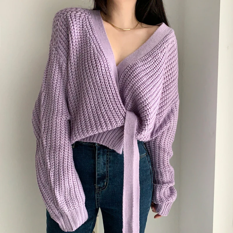 Solid Yellow White Winter Oversized Sweater 2021 Korean Knitted Sweater Thick Cardigan Women Top Sweters for Women Coat Outwear