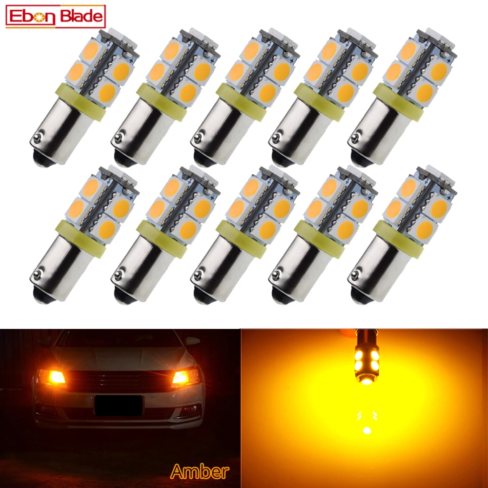 10Pcs BA9S T4W BAX9S H6W BAY9S H21W Car LED Light Warm/White/Amber Yellow 5050 9SMD Auto Styling Light Bulb Lamp 6V 12V 24V DC