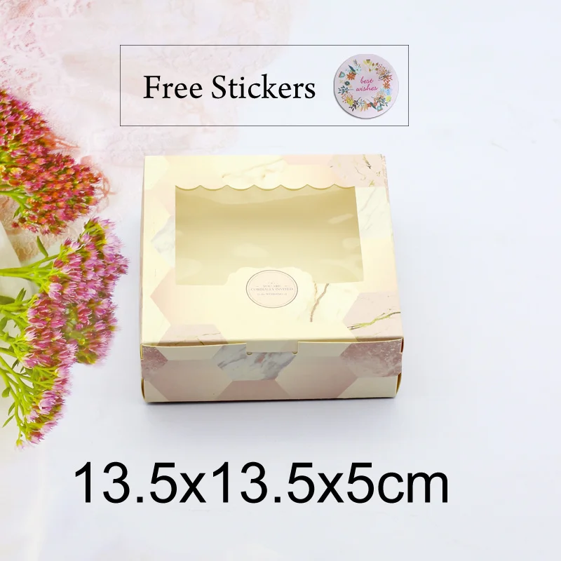 5/10pcs Kraft Paper Packaging Wedding Engagement Box Party Pink Chocolate Cake Candy Gift Boxes Birthday Favors Cardboard view 2