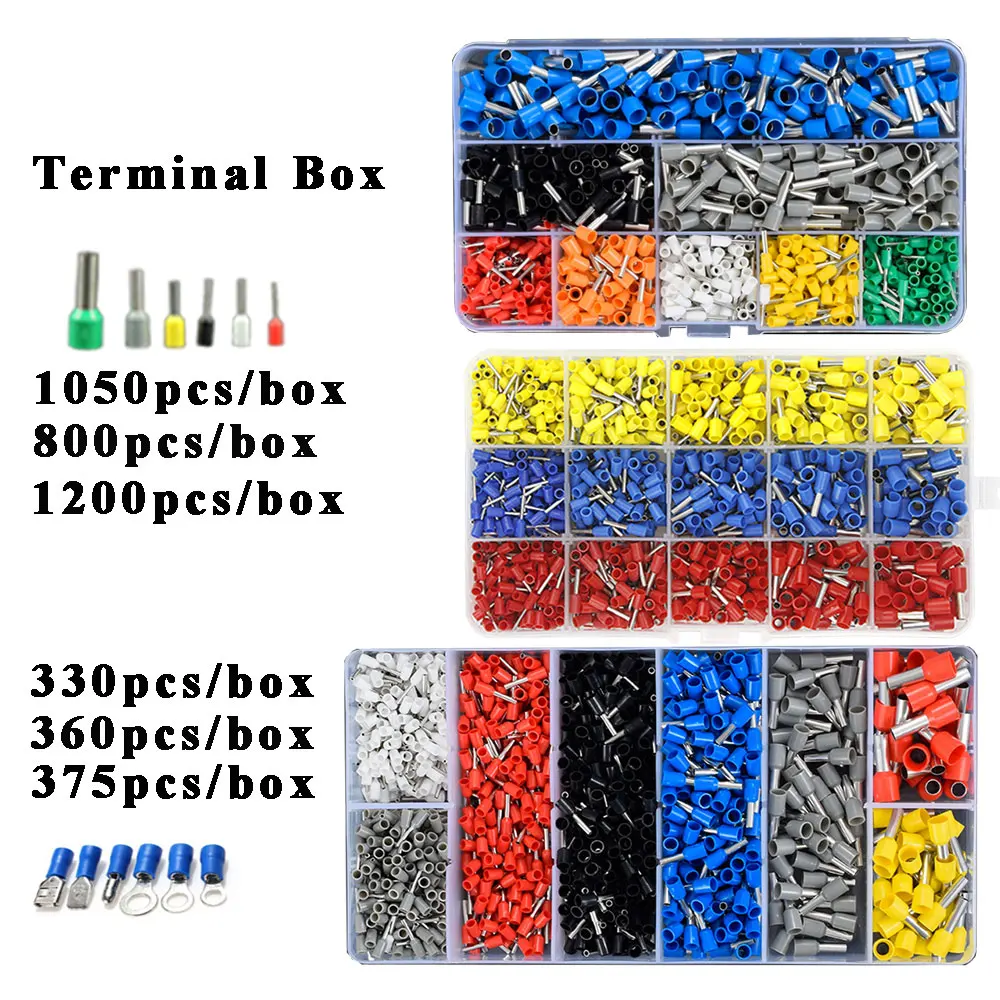 

Terminals various styles electrical 9 kinds box set tube insulating/insulating ring/plug connector block crimping terminals