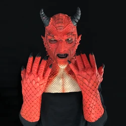 Demon Horror Lord Diablo Mask Cosplay Boss Belial Latex Masks Gloves Halloween Carnival Party Costume Props