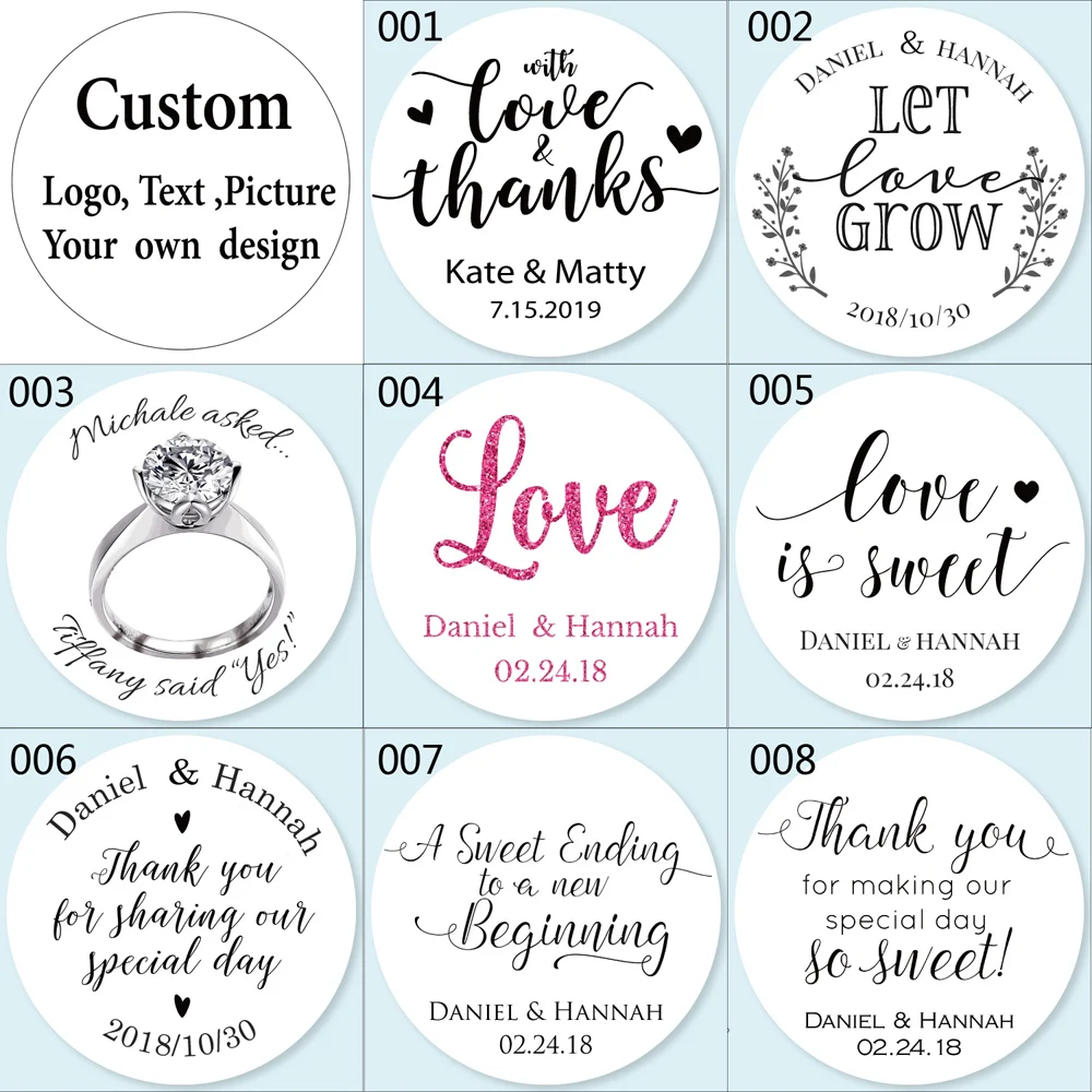 100ps, Customized Wedding Stickers, Invitations Seals, Favors Labels, Add Your Photo, Picture, Text, Personalised,