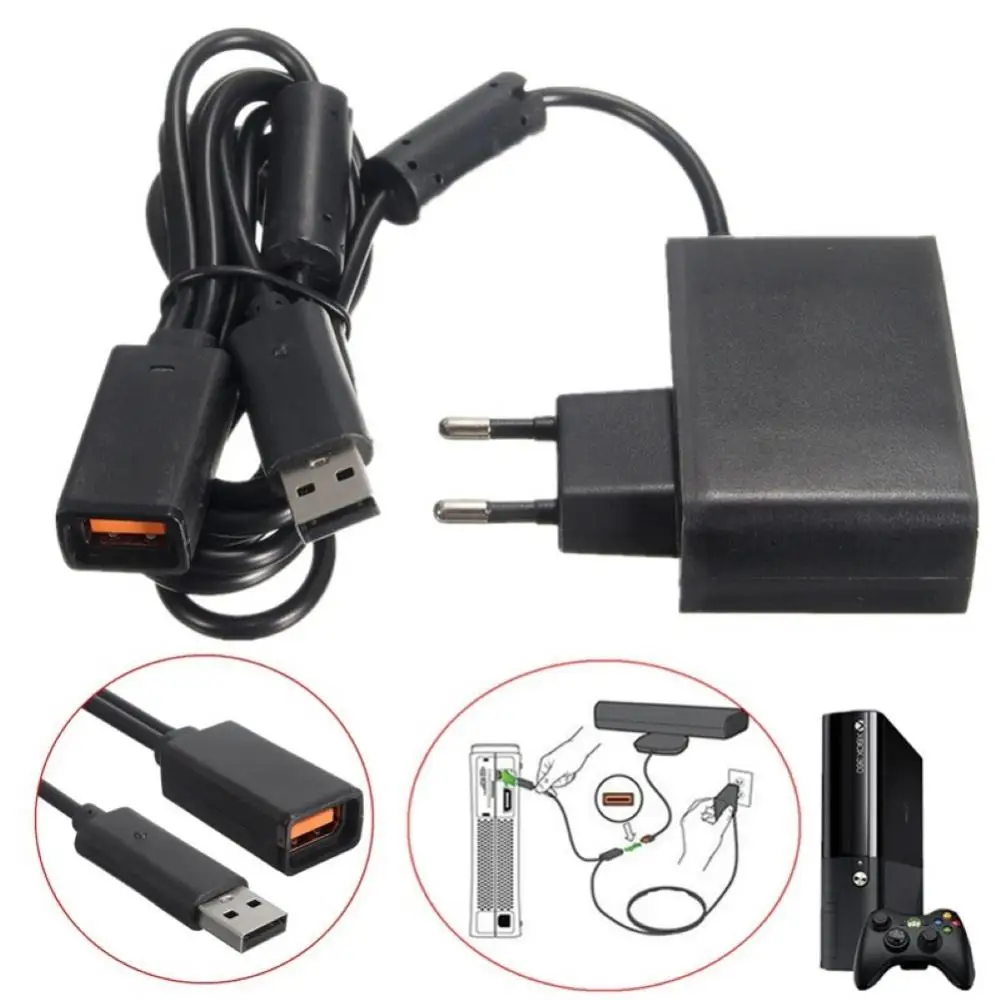 Promotion New EU USB AC Adapter Power Supply with USB charging cable for 360 XBOX360 Kinect Sensor Dropshipping