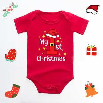 Mijn Eerste Kerst Boxpakje Baby Baby Rood 100% Katoen Kerst Romper Peuter Jongens Meisjes Nieuwe Jaar Kleding Drop Shipping