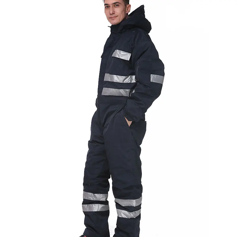 Reflective machine repair overall oil dust-proof jumpsuit factory welding suit coveralls  hooded cotton padded uniform Hi Vis