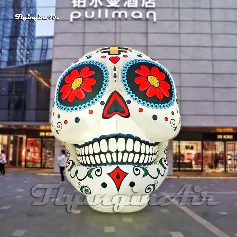 

Concert Stage Decorative Lighting Inflatable Skull White Blow Up Cranium Model Balloon For Halloween Carnival Night Decoration