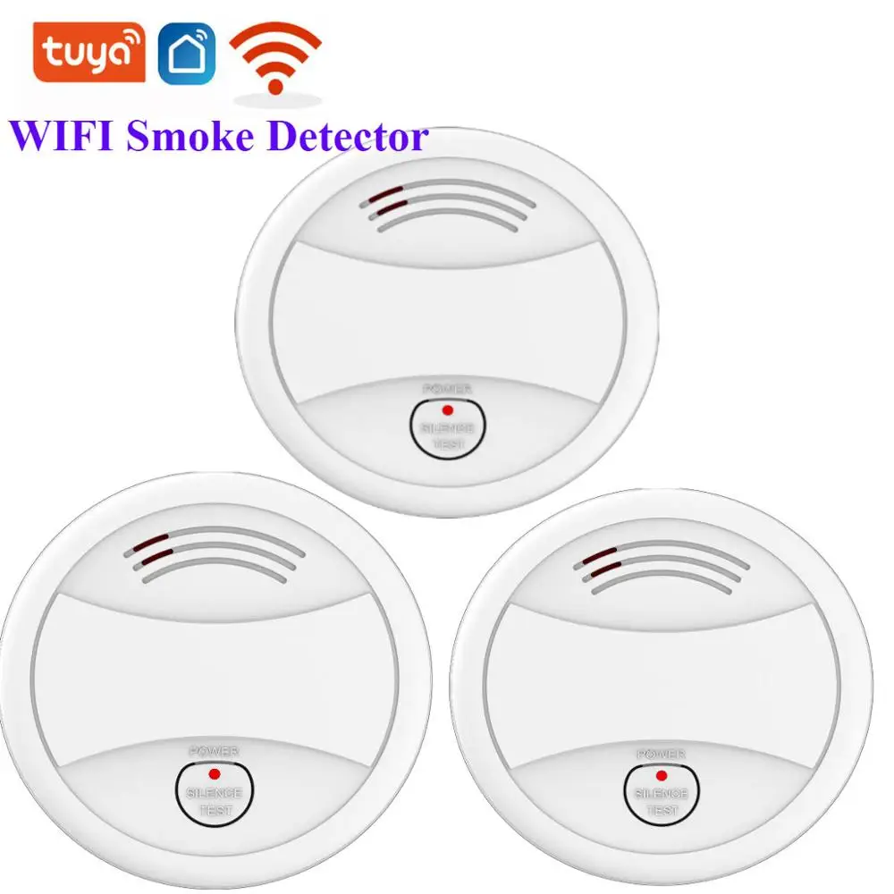 Tuya WIFI APP Control Independent Smoke Detector Sensor High Sensitive Smoke Alarm Intelligent Detection Fire Protection