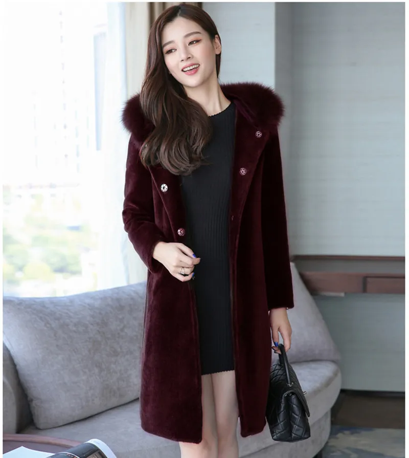 Wool Coat Woman 2023 Female Warm Winter Jacket Women Faux Fox Fur Collar Coats Thick Jackets 5XL Abrigo Mujer WXF545