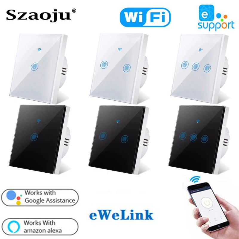 Szaoju EU WiFi Smart Light Touch Switch Wall Switch Support Alexa Google Voice Control Interruptor Need Neutral Wire Required