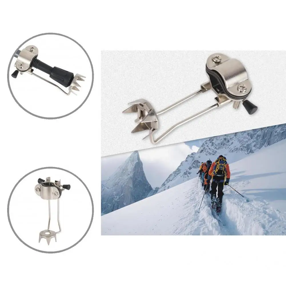 Anti-rust Stainless Steel High Hardness Mountaineering Climbing Gear Cane Ice Tips Crutches Claw Crampon for Outdoor