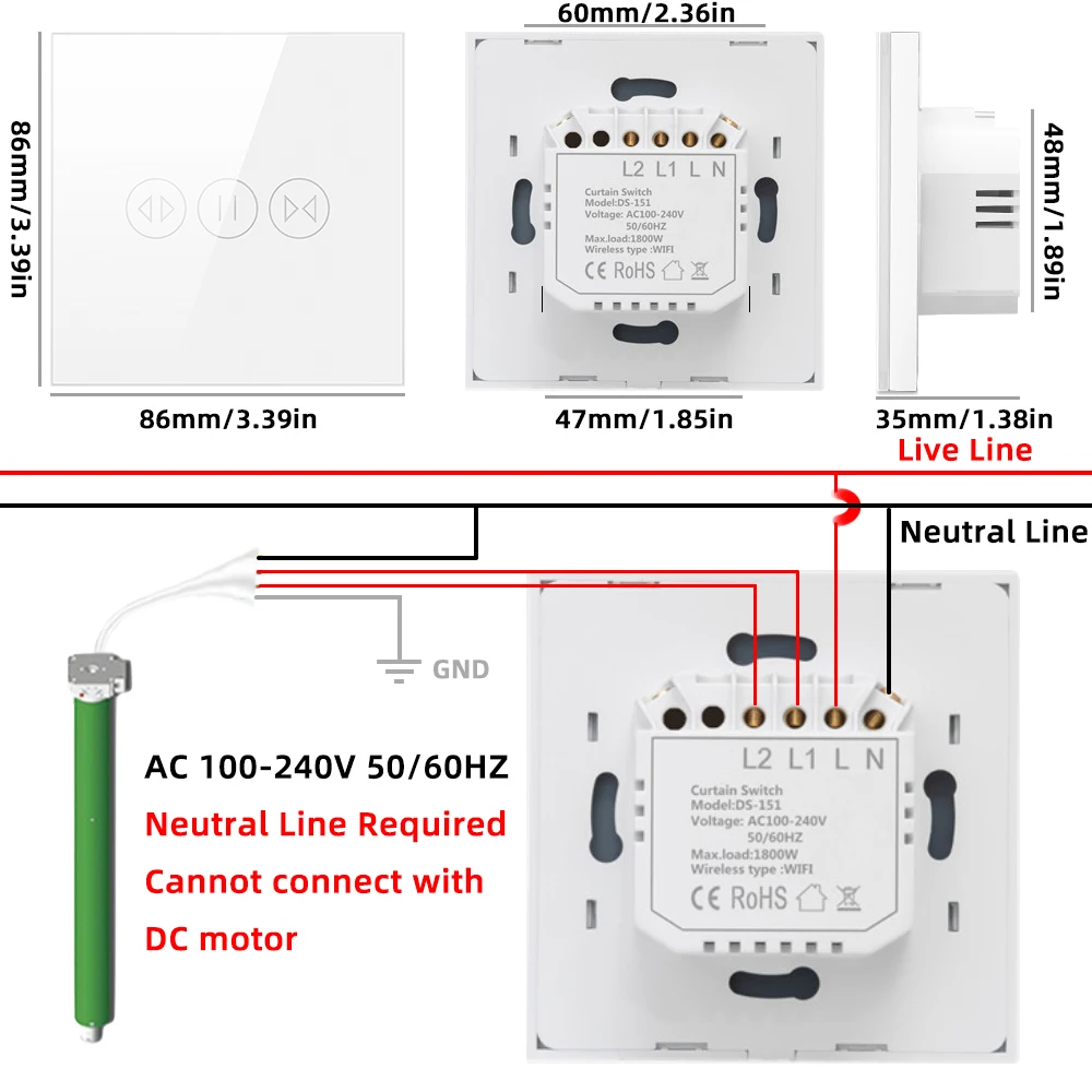 Tuya Smart Home Roller Shutter Window Blinds Switch WiFi Curtains Electric Motor Control Voice Control SmartLife GoogleHomeAlexa