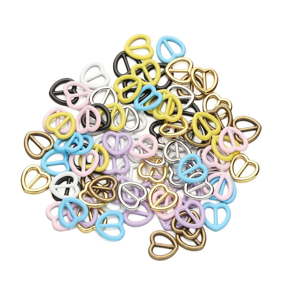 20Pcs Metal Tri-glide Belt Buckle Mini Buttons For Doll Clothes Bags Accessories Cute Candy Color Doll Buttons For Doll Shoes