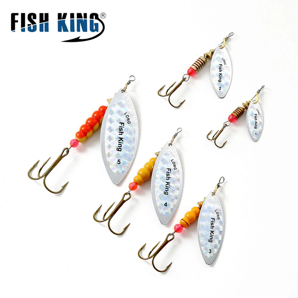 FISH KING-señuelo giratorio de Metal con anzuelos triples, cebo artístico para lubina, 0.125oz, 0,2 oz, 0,33 oz, 1oz