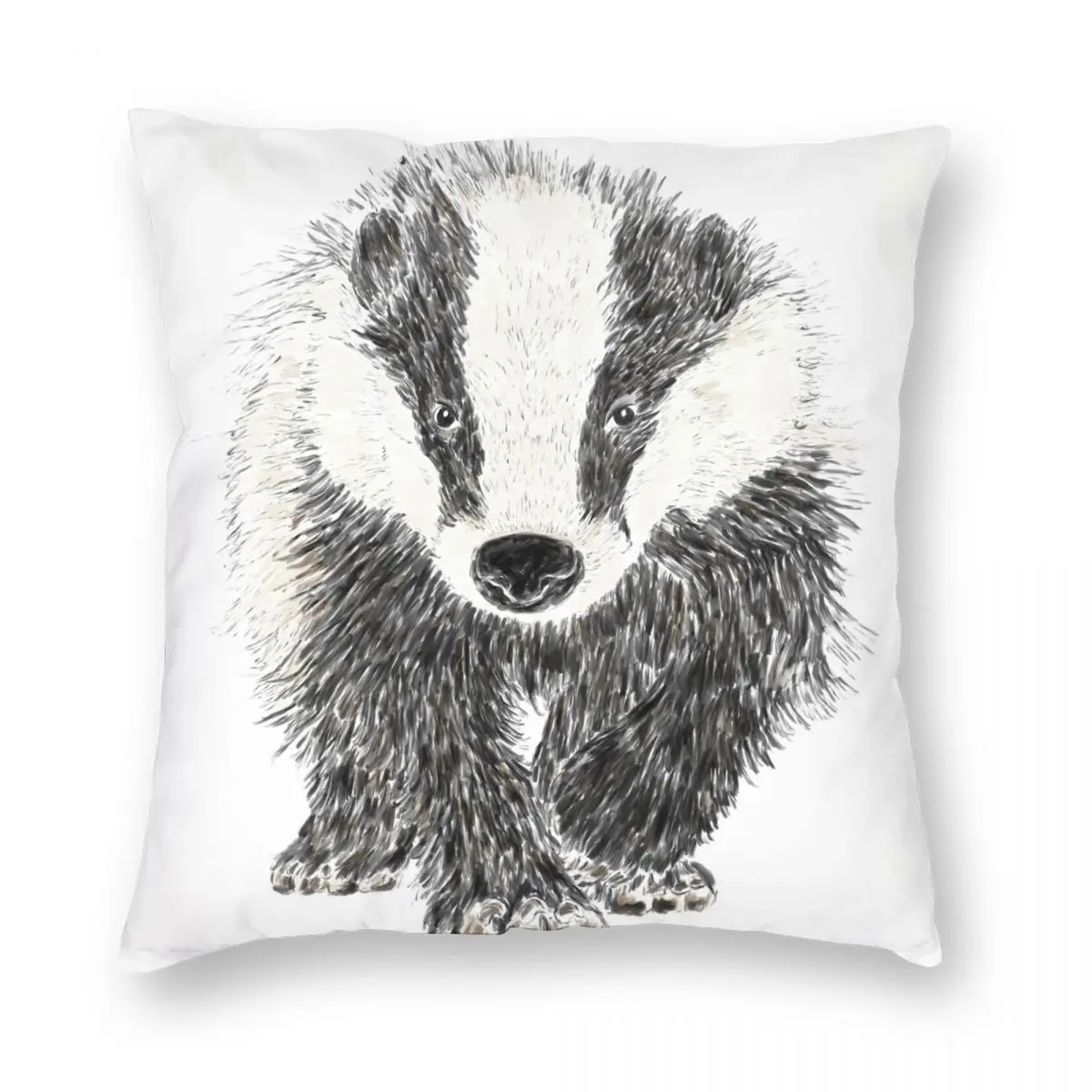 Mr Badger Pillowcase Polyester Linen Velvet Creative Zip Decorative Throw Pillow Case Room Cushion Cover