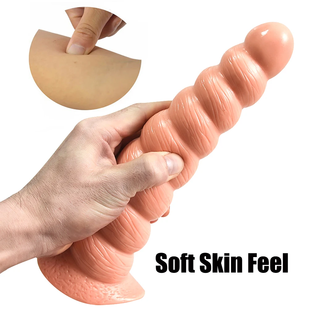 Huge Threaded Anal Plug Dildo Stimulate Vagina and Anus Big Butt Plug Phallus Soft Anal Dilator Penis Sex Toys for Women and Men