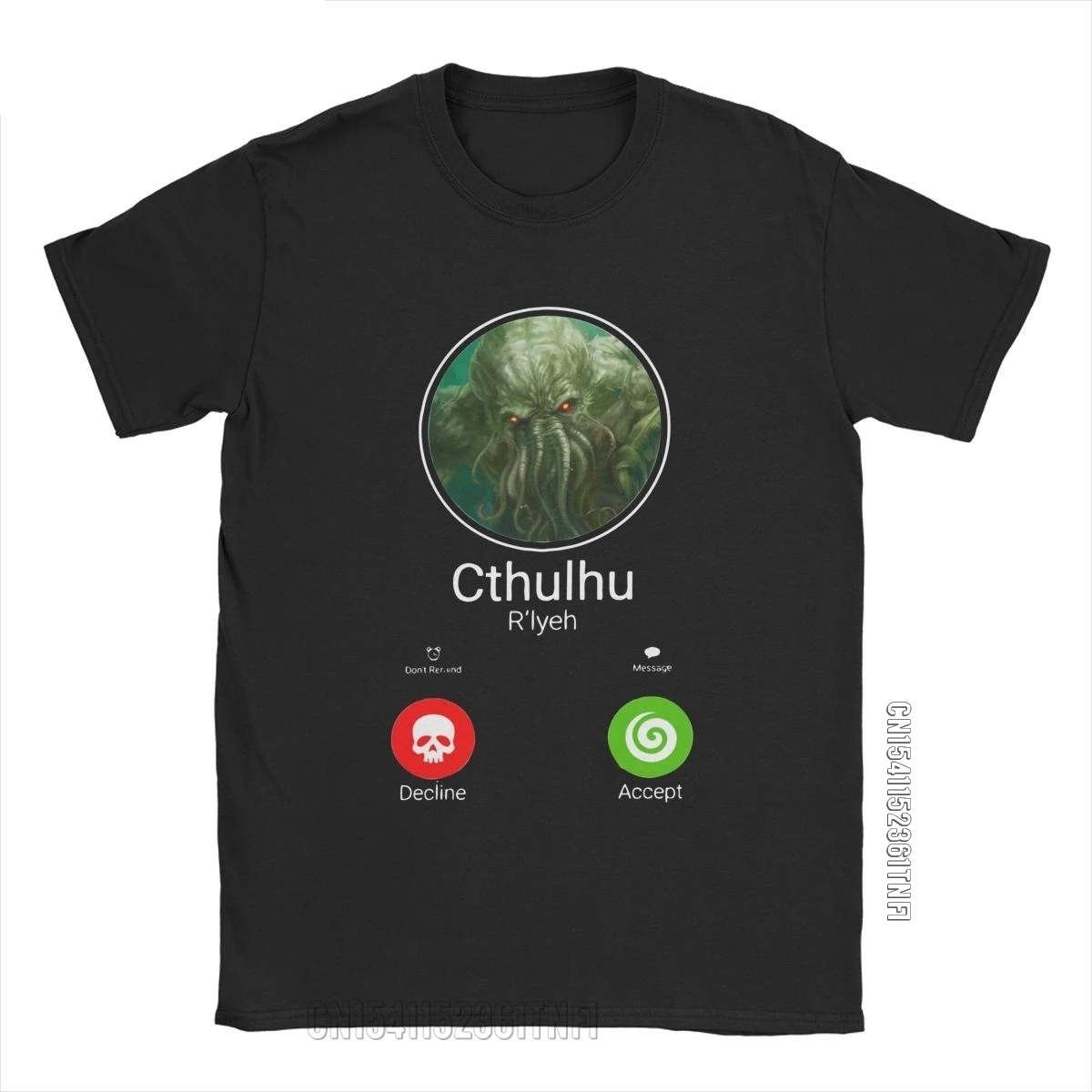 Men\'s Call Of Cthulhu Lovecraft T Shirt Pure Cotton Clothing Leisure Classic Short Sleeve Crewneck Tees Plus Size T-Shirt