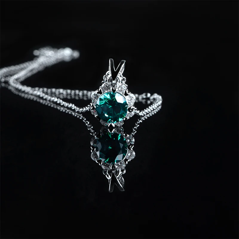 Cellacity Luxury  silver 925 jewelry pendant necklace with 2ct green color lab diamond gemstones or Women Jewelry Wedding Gift