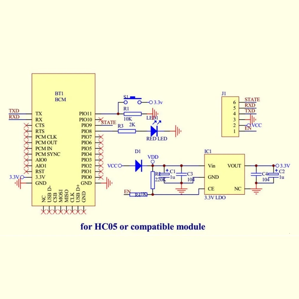 New Hc05 Hc-05 Master-slave 6pin 6 Pin Jy-mcu Anti-reverse Integrated Bluetooth Serial Pass-through Module Wireless Serial