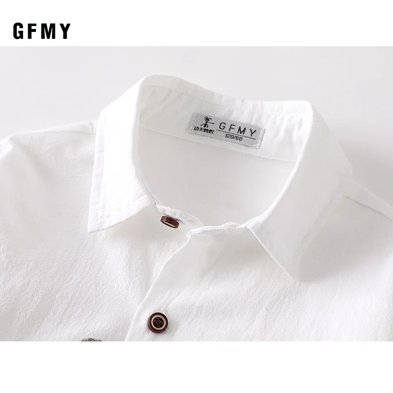 Kids Clothing Spring 2021 Long Sleeve Boys Shirts Fashion Cotton Solid White Shirt Children Turn-down Collar Button Tops 4 15y