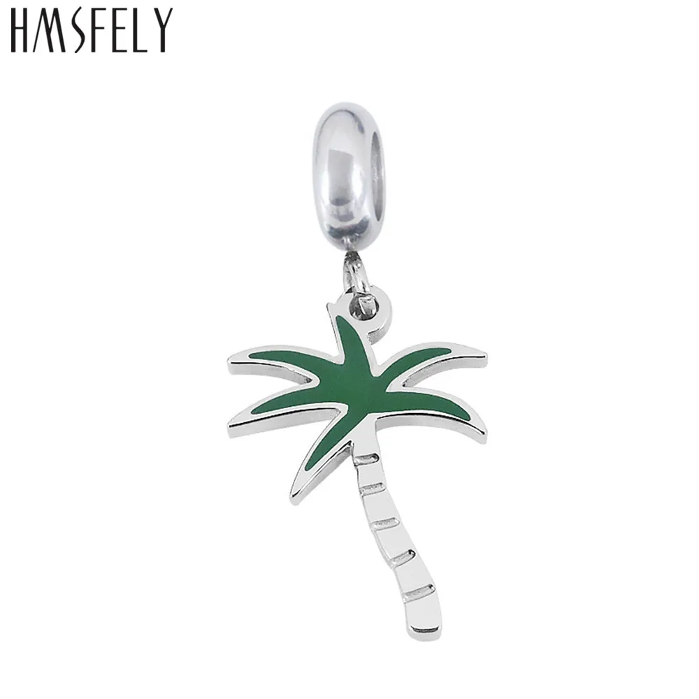 HMSFELY 316L Stainless Steel Coconut Palm Charms Prickly Pear Pendant For DIY Bracelets Necklace Jewelry Making Accessories 4pcs