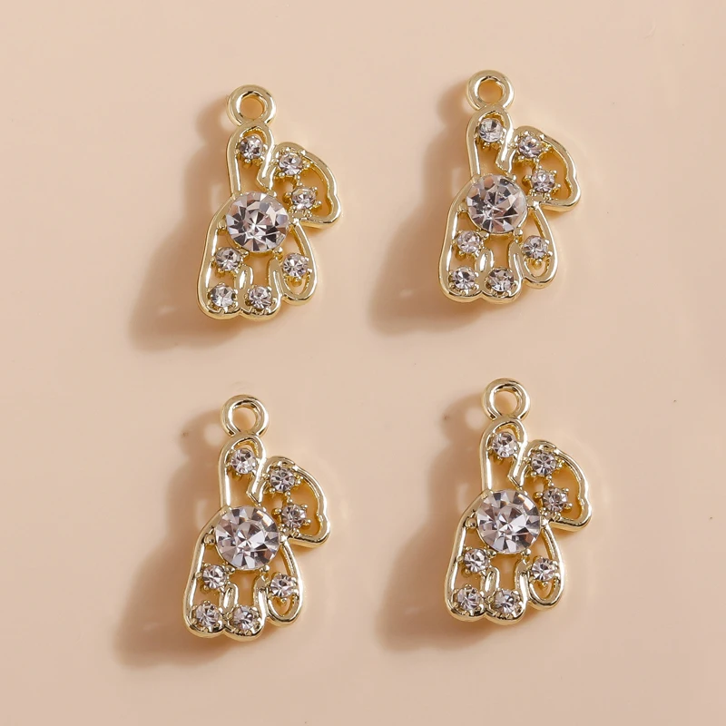 Mix 8 Stück Goldfarbe Herz Mond Sterne Bär Kristall Perlen Charms für DIY Schmuckherstellung Zubehör Anhänger Halskette Ohrringe – Detail 34