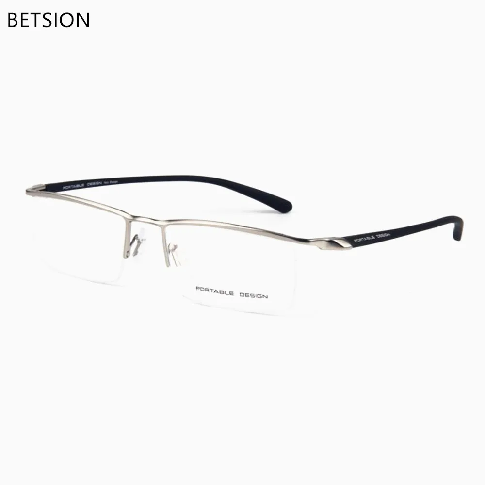 BETSION Men Titanium Alloy Glasses Half Rim Eyeglass Frame  Women Glasses Eyeglasses Prescription Glasses