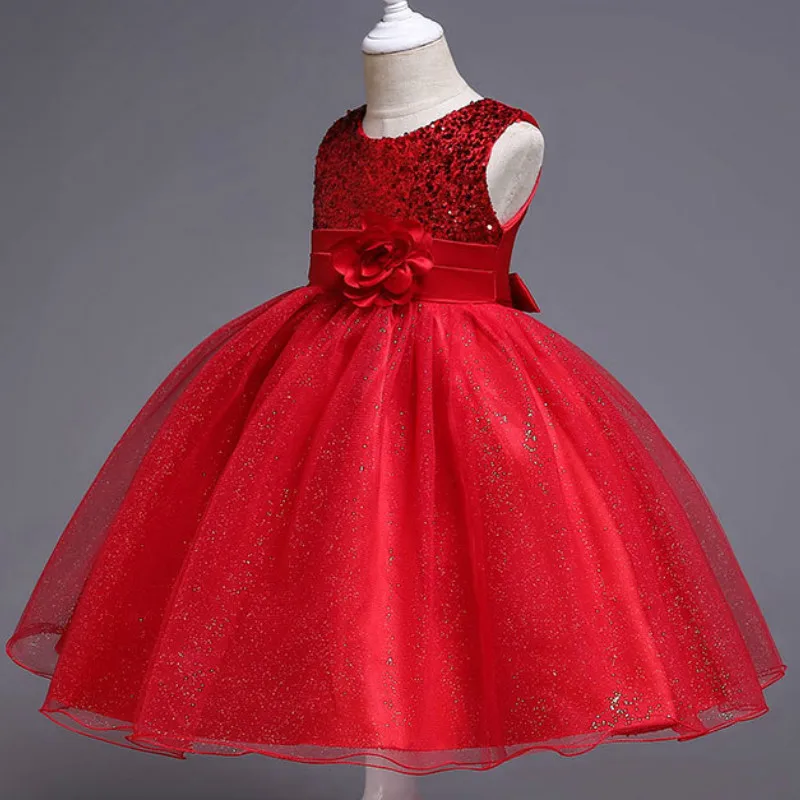 Baby Girls Sequins Flower Party Tutu Dress Clothes Children Girls Wedding Birthday Dress Clothing Infant Kids Christmas Costume