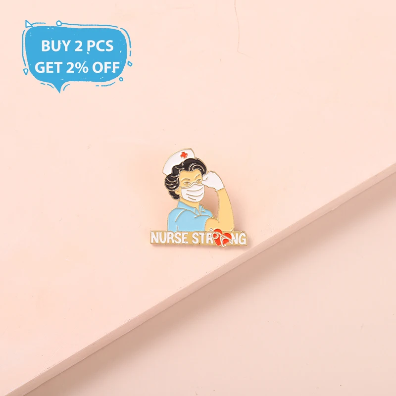 Nurse Strong Enamel Pins Medical Brooches Vintage Lapel Pin Jewelry Accessories For Women Nurse Gift