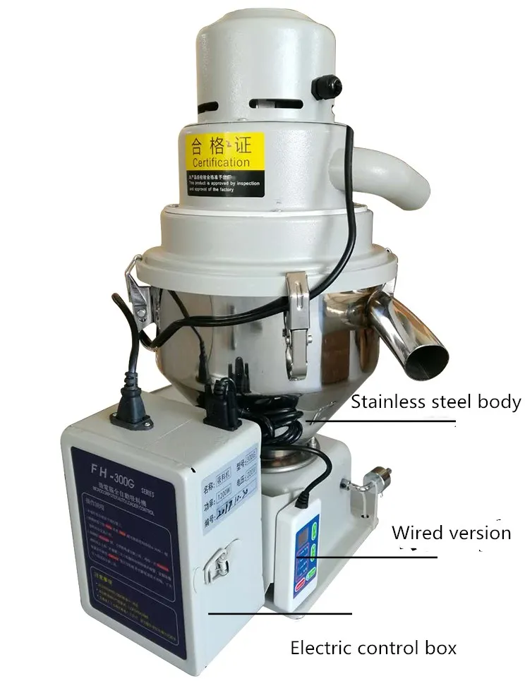 Alimentador automático do funil, 220v, partículas de plástico, alimentador a vácuo de 300kg/7,5l, máquina de moldagem por injeção
