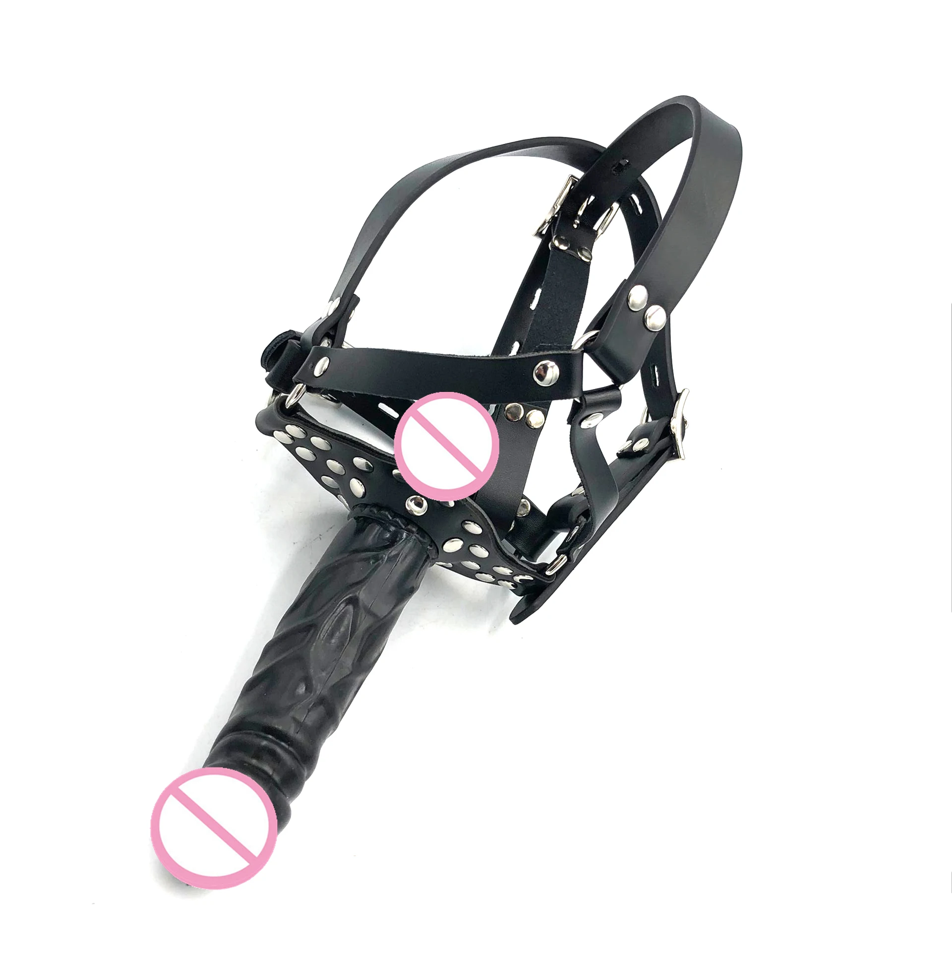 Sex Shop Double-Ended Dildo Gag Strapon Head Harness Mouth Plug Penis Realistic Cock Dick BDSM Erotic Sex toy For Lesbian Women