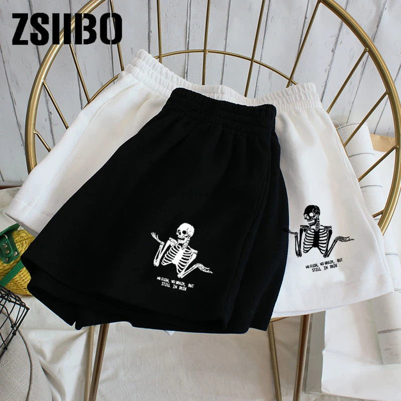 Sports shorts women's 2021 summer new print hole tight shorts casual ladies stretch waist beach shorts women's shorts shorts