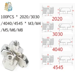 T-somun M3 M4 M5 M6 M8 çekiç başlı T somun yuva tutturma yuvası somun konektörü 20 30 40 45 ab alüminyum ekstrüzyon profili için