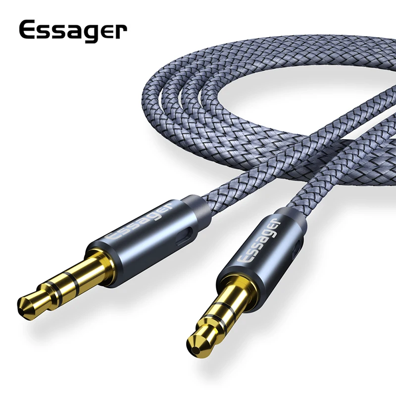 Essager przewód Aux przewód głośnikowy 3.5mm Jack kabel Audio do samochodu Adapter słuchawek Jack 3.5mm kabel głośnikowy do mikrofonu MP3 MP4