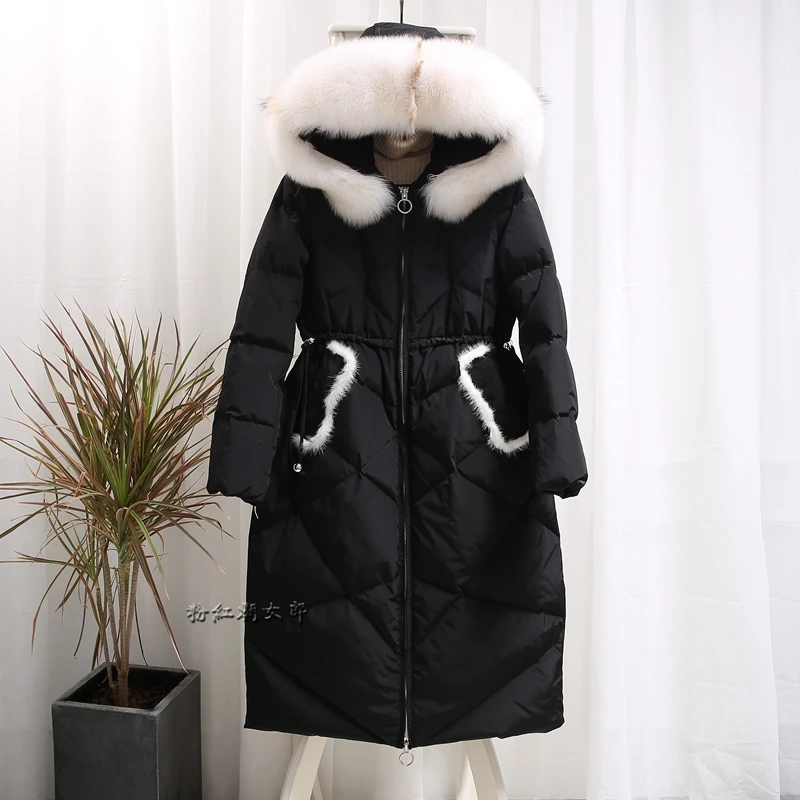 Down Jacket Woman Duck Hooded Long Winter Coat Women Fox Fur Collar Korean Women's Jackets Jaqueta Feminina 7702 KJ2652