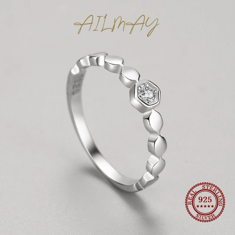 Ailmay 100% 925 فضة موضة العسل تألق تشيكوسلوفاكيا خواتم للنساء الزفاف بيان غرامة رومانسية الفضة والمجوهرات