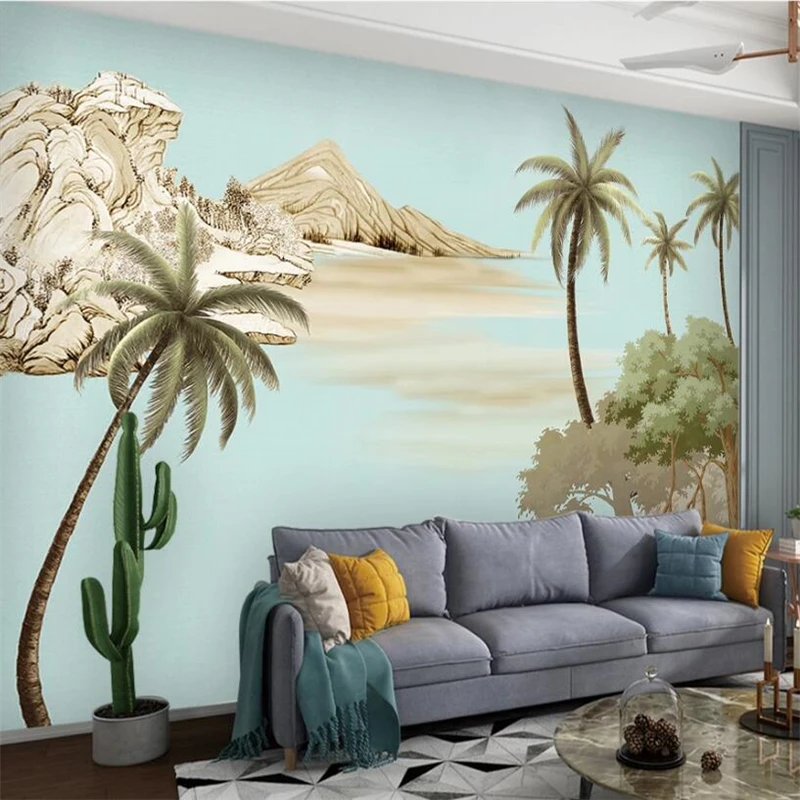 

papel de pared Custom wallpaper 3d mural Nordic American-style western painting palm tree modern minimalist background wallpaper