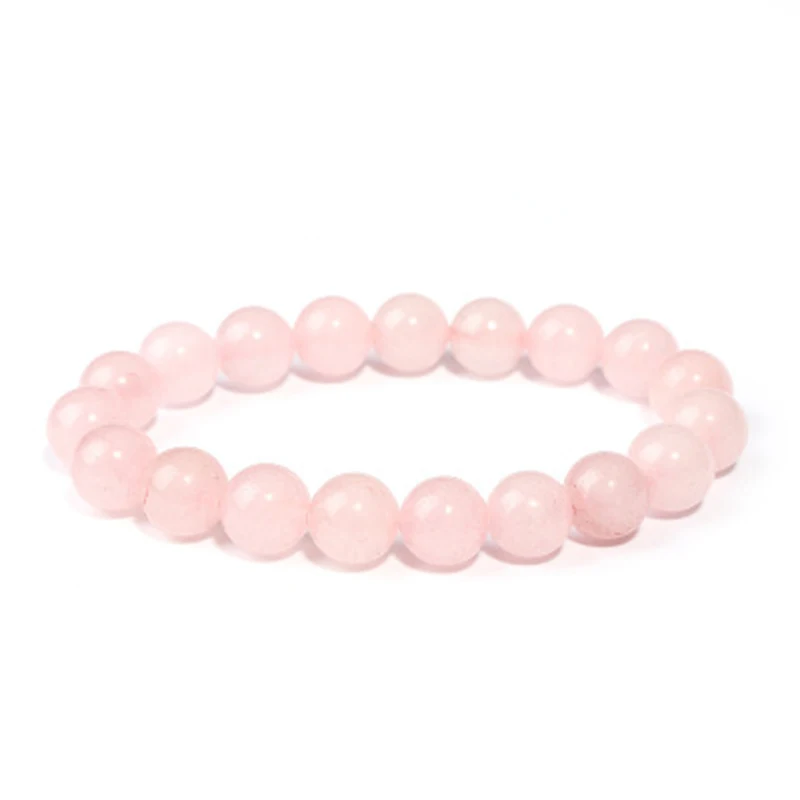 Fashion Natural Stone Pink Rose Powder  Beads Bracelet Women Bracelets Elastic Bangles Jewelry Yoga Lover Girl Gifts Handmade