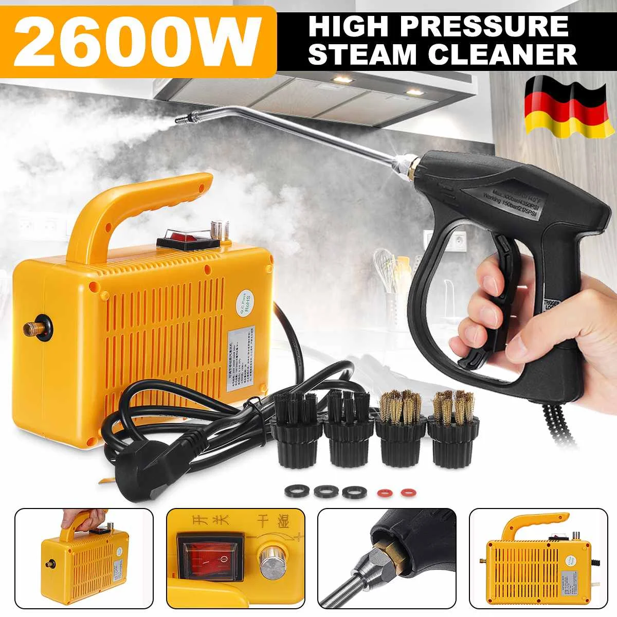 110V 220V  2600W Household Electric Steam Cleaner 2600W Portable Handheld Steamer Car Kitchen Brush Cleaning Machine