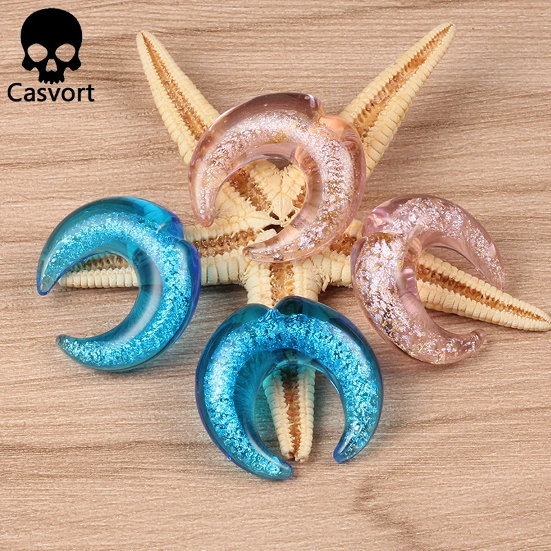 Casvort 2PCS Colorful Crescent Piercing Ear Plugs Expanders Earring Strechers Fashion Gift For Unisex Jewelry Body Sell By Pair