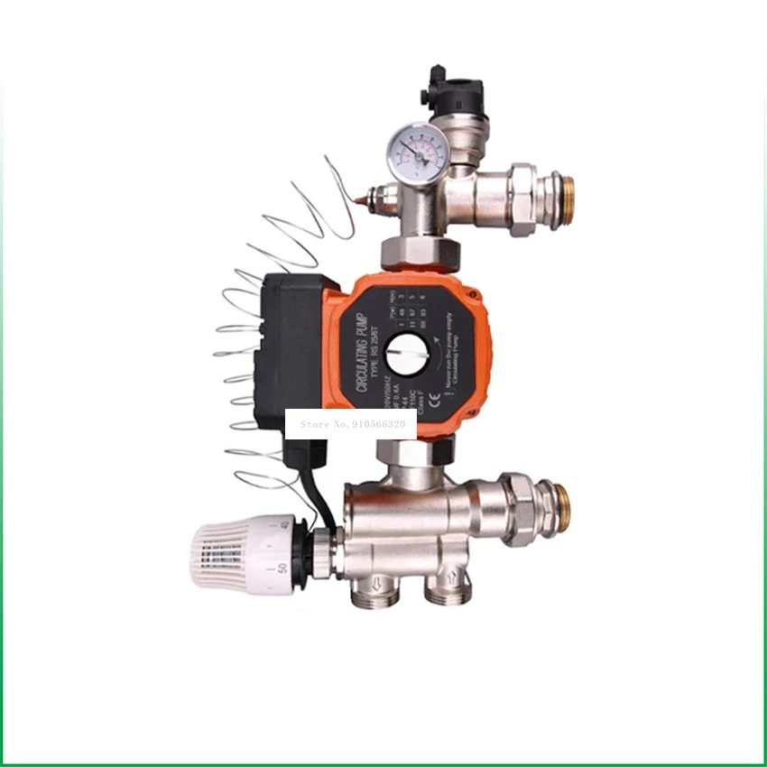 JD-HSZX0052 DN25 Brass Floor Heating Manifold Mixing Valve Terrestrial Heat Temperature Control Center Water Mixing System